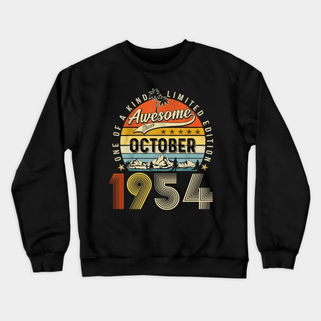 Awesome Since October 1954 Vintage 69th Birthday Crewneck Sweatshirt by Vintage White Rose Bouquets